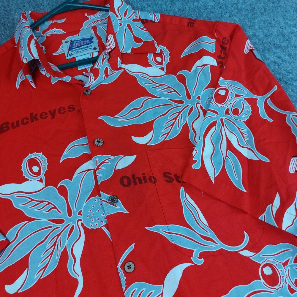 Reyn Spooner Ohio State Buckeyes Hawaiian Button Up Shirt Men's Medium Football